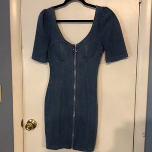 Jean dress puff sleeve